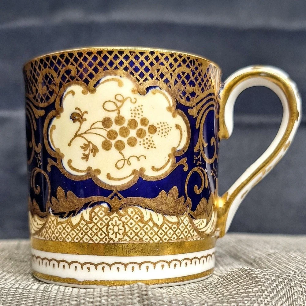Crown Staffordshire Cobalt Blue‎ Gold Bone China Demitasse Espresso Cup Gilded